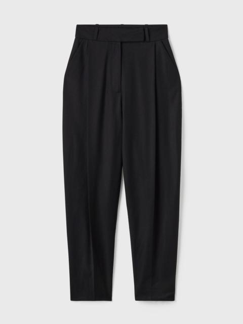 Deep pleat wool trousers black
