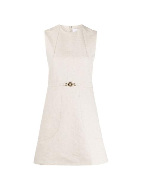 logo-jacquard cotton A-line minidress