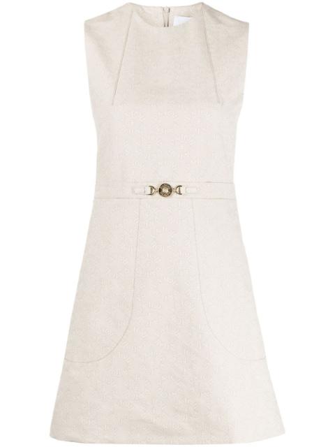 PATOU logo-jacquard cotton A-line minidress