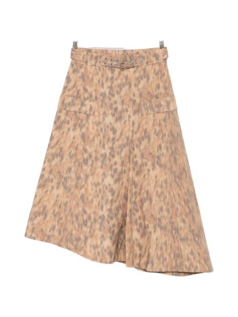 GANNI leopard-print belted skirt