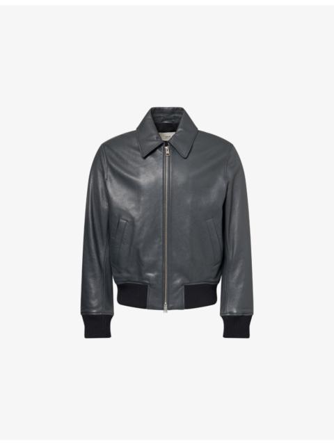 AMI Paris Regular-Fit Spread-Collar Leather Jacket