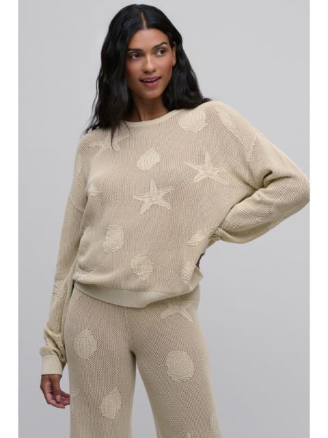 Barefoot Dreams Sunbleached Shell Motif Crew Neck Pullover