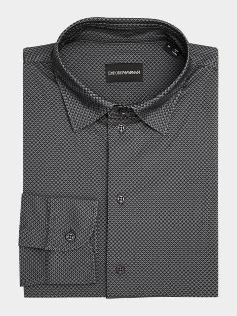 EMPORIO ARMANI Men's Cotton Micro-Jacquard Dress Shirt