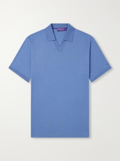 Ralph Lauren Johnny-Collar Cotton and Cashmere-Blend Piqué Polo Shirt