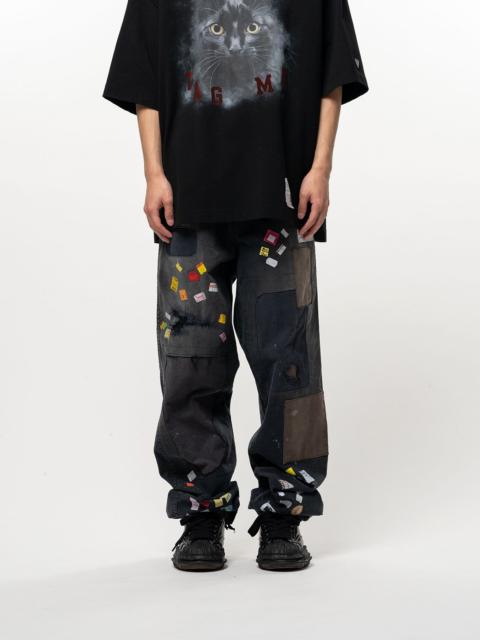 Maison MIHARAYASUHIRO Price Tag Sticker Print Repaired Pants