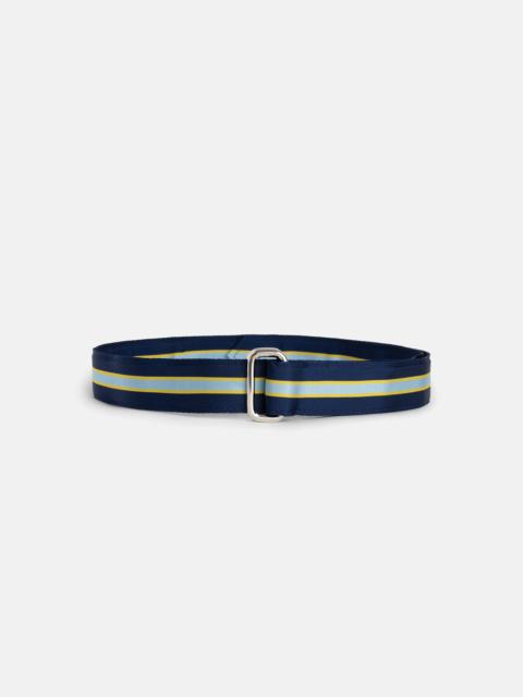 J. PRESS MADE-IN-USA NAVY, LIGHT BLUE & YELLOW GROSGRAIN RIBBON BELT