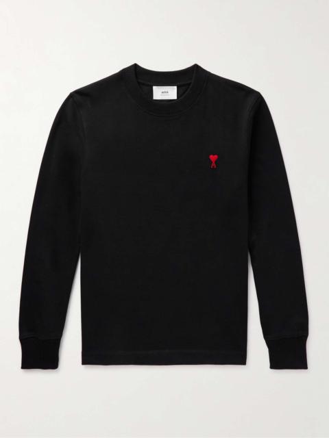AMI Paris Logo-Embroidered Cotton-Jersey T-Shirt