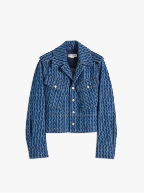 Victoria Beckham Cropped Denim Utility Jacket in VB Monogram