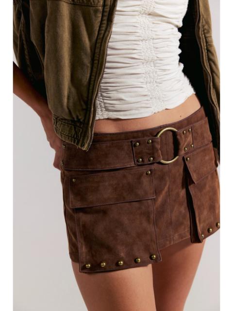 FREE PEOPLE We The Free Micro Mini Suede Cargo Skort