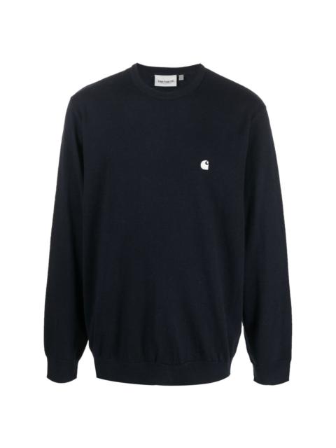 embroidered-logo crew-neck jumper