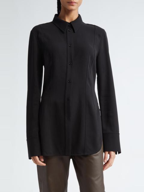 TOTEME Double Dart Cady Button-Up Shirt in Black at Nordstrom