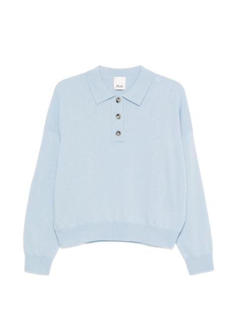 Allude button collared polo shirt