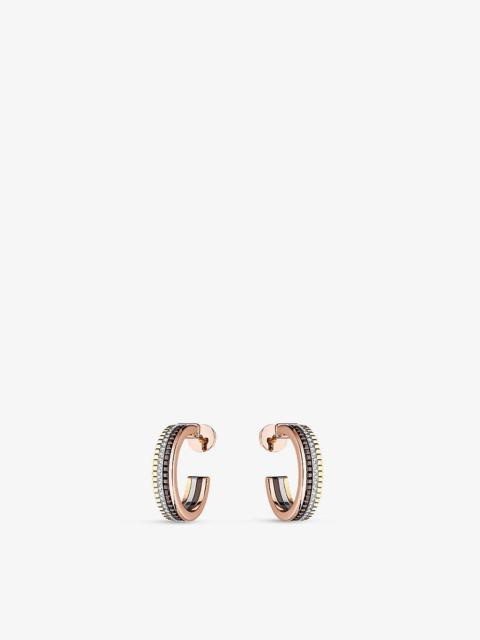 Quatre Classique 18ct yellow-gold, white-gold, rose-gold and 0.28ct diamond hoop earrings