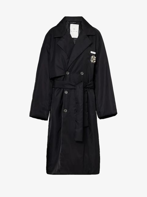 Song for the Mute Brooch-embellished belted shell trench coat