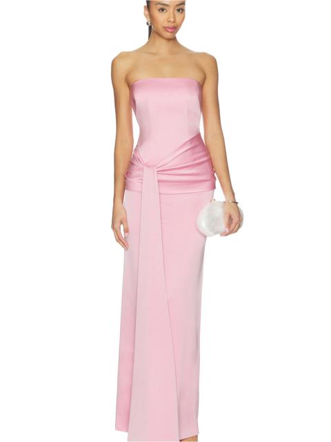 ALEX PERRY Strapless Drape Sash Column Dress