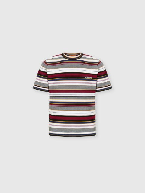 Missoni Striped crew-neck cotton T-shirt with embroidered logo lettering