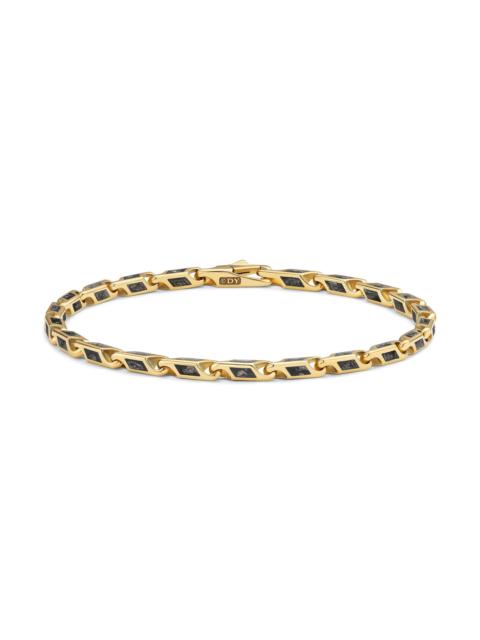 DAVID YURMAN Men's Streamline Faceted Chain Bracelet in 18K Yellow Gold - Forged Carbon