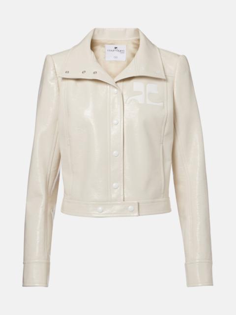 courrèges Logo faux leather jacket