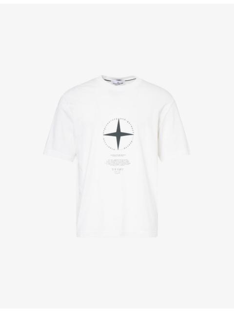 Stone Island Compass Print Cotton T-shirt