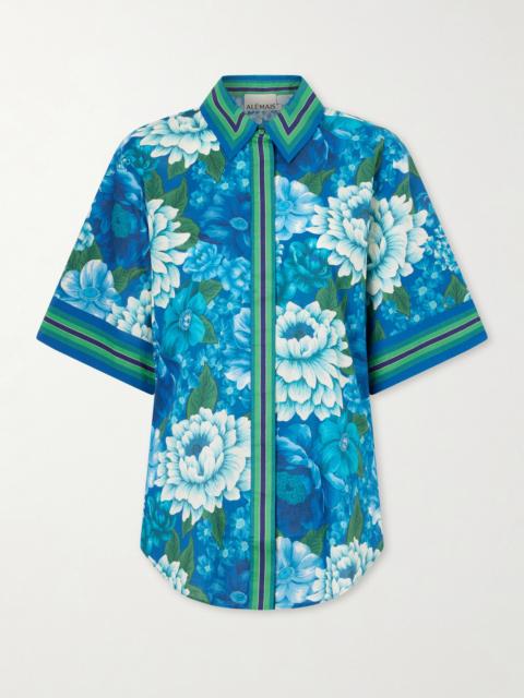 ALÉMAIS Margo Striped Floral-print Organic Cotton-voile Shirt