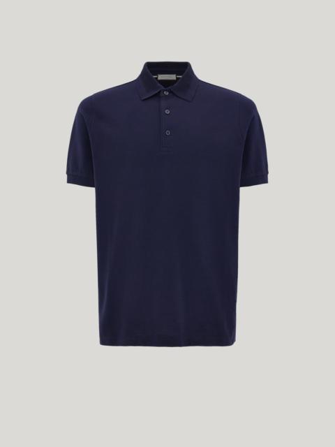 Canali DARK NAVY PURE COTTON POLO SHIRT WITH SAIL COLLAR