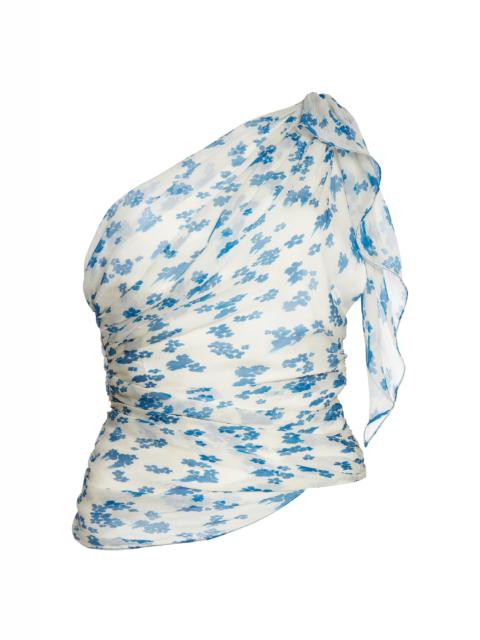 Victoria Beckham Asymmetric Draped Silk Top multi