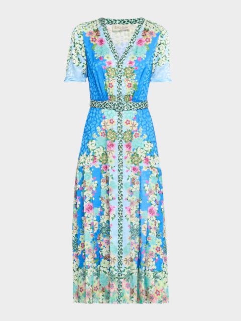 SALONI Lea Printed Satin Shirtdress
