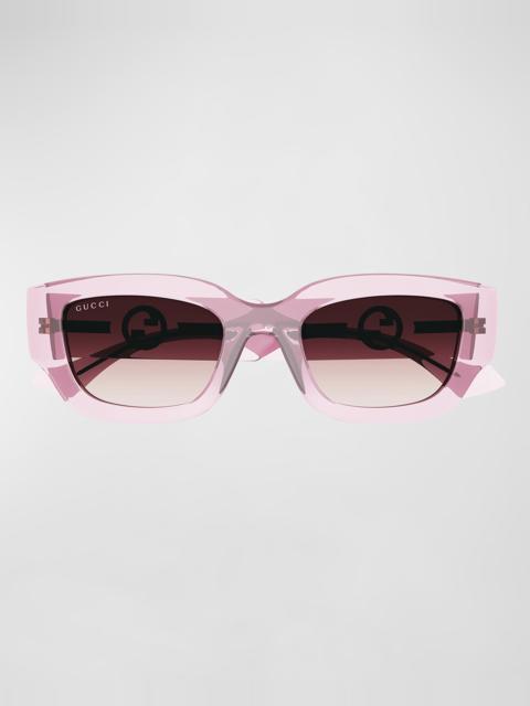 GUCCI GG Logo Plastic Rectangle Sunglasses