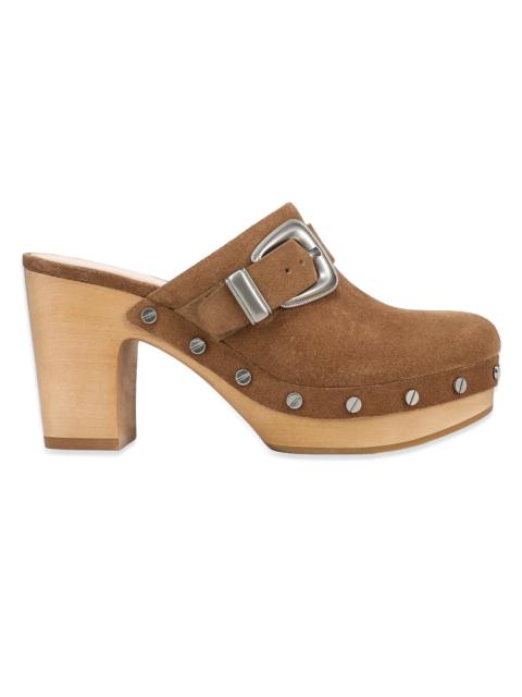 VERONICA BEARD Women's Larken 85MM Suede Clogs - Chestnut