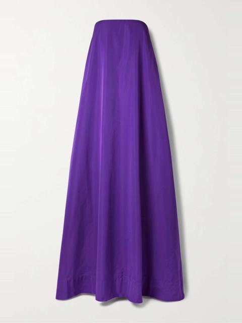 Strapless draped cotton-blend faille gown