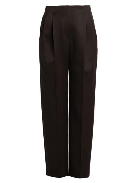 GIORGIO ARMANI Women's Wool Pleated Trousers - Dark Brown