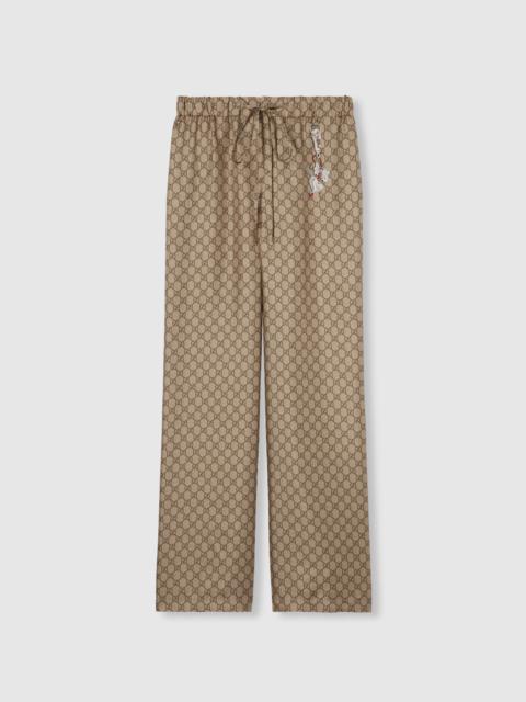 GUCCI GG silk twill pants with print