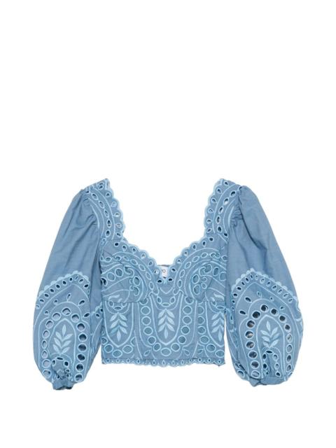 Charo Ruiz Bass laced puffed-sleeve top