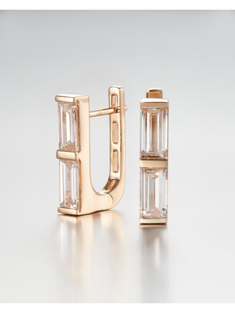 JENNY BIRD 14K Stacked Baguette Diamond Huggie Earrings