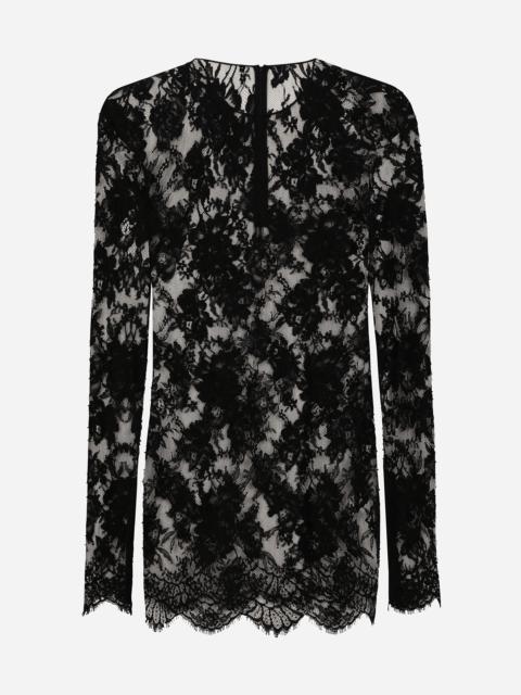 Dolce & Gabbana Chantilly lace round-neck T-shirt