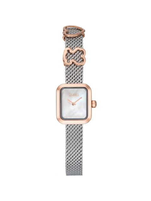 TOUS Analog Watch with steel bracelet, rose-colored steel motif and mother-of-pearl face TOUS ICON TIME C