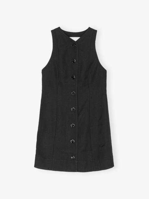 GANNI BLACK LIGHT TWILL SUITING MINI DRESS
