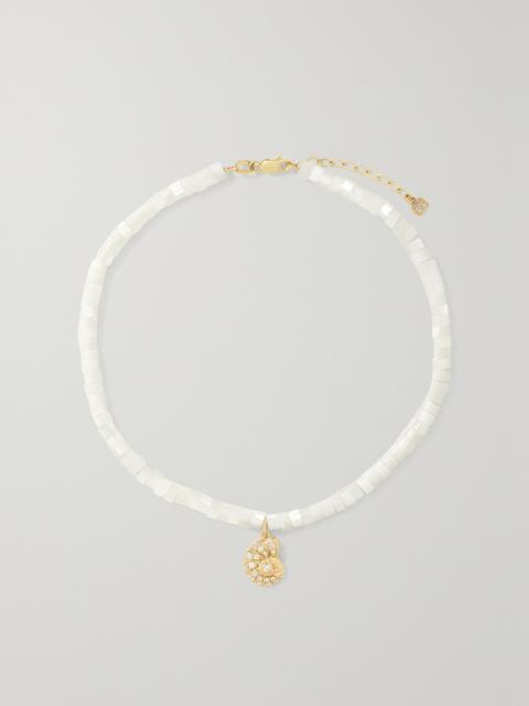 SYDNEY EVAN 14-karat gold, mother-of-pearl and diamond anklet Gold