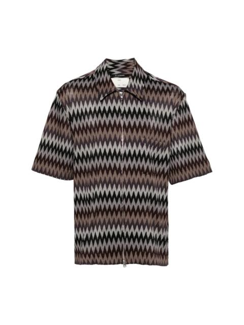 chevron-knit zip-up shirt