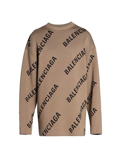 BALENCIAGA Logo Intarsia Crewneck Sweater