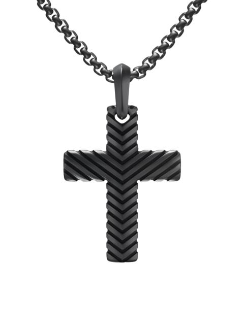 DAVID YURMAN Men's Chevron Cross Pendant in Black Titanium, 36MM - Black