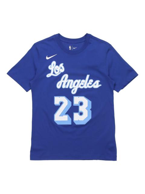 Nike Nike Classic Edition Los Angeles Lakers LeBron James No. 23 Basketball Round Neck Short Sleeve Blue