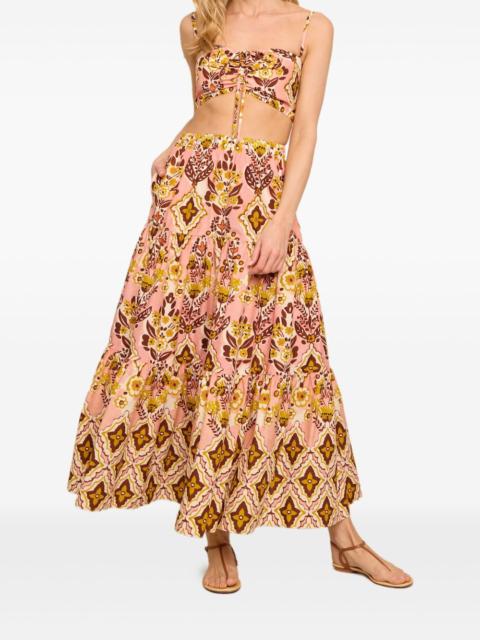 Cara Cara Melanie tiered floral-print midi skirt