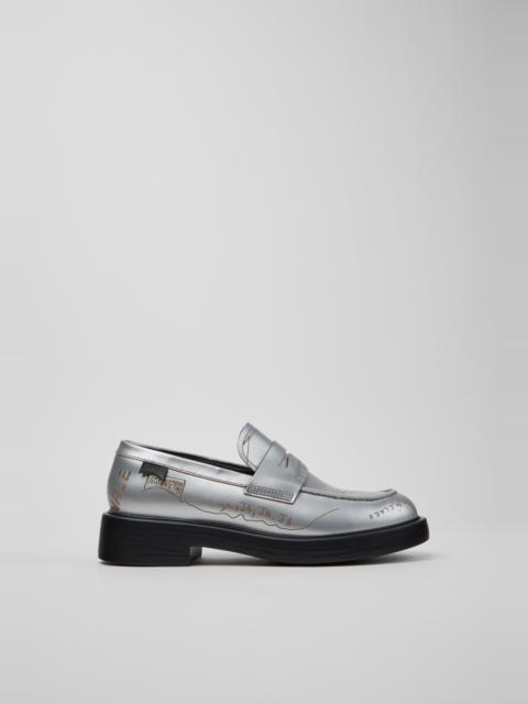 CAMPER Twins Gray Leather Shoes for Women.