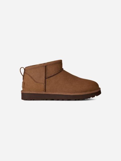UGG ® Women's Classic Ultra Mini Nubuck Sheepskin Classic Boots in Dark Chestnut