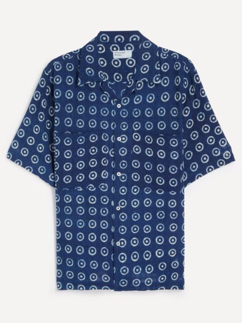 Universal Works Indigo Block Print Circles Camper Shirt