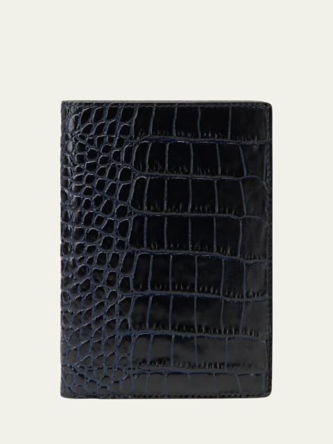 Smythson Mara Croc-Embossed Leather Passport Holder