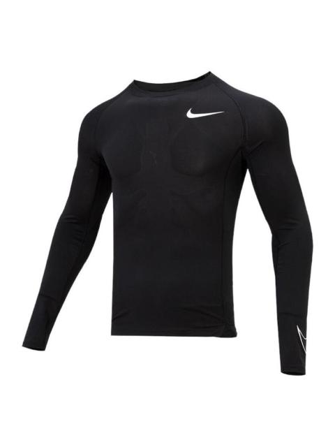 Men's Nike Pro Dri-fit Athleisure Casual Sports Round Neck Breathable Long Sleeves Black T-Shirt DD1