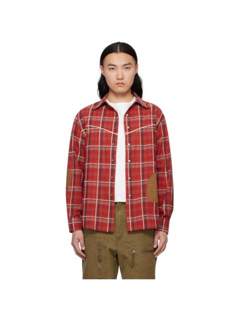 Andersson Bell Red Noah Patch Check Shirt