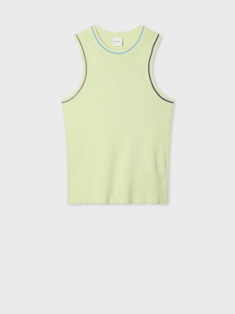 Paul Smith Women's Lime Green Wool-Silk Knitted Vest with Contrast Stitching